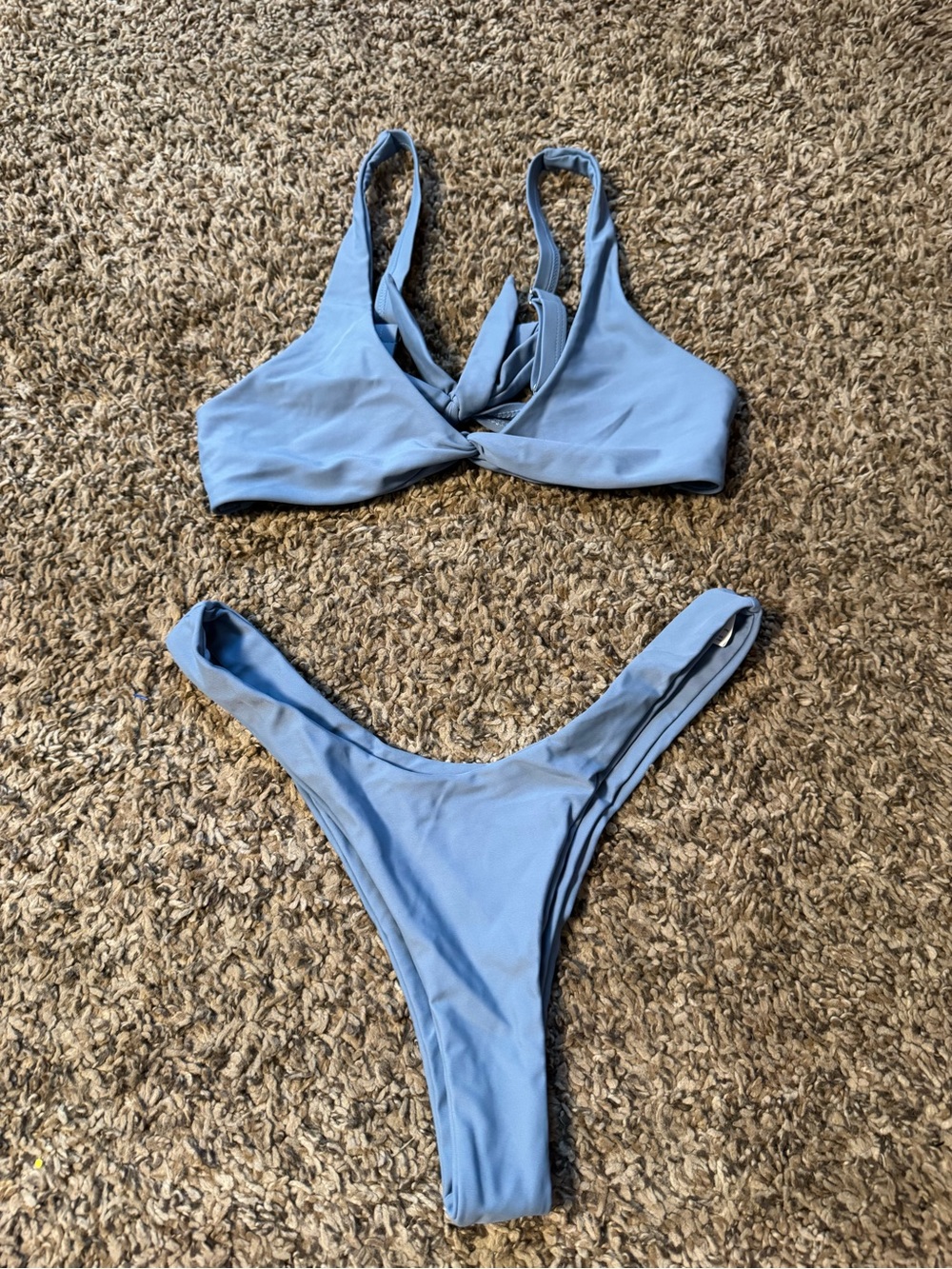 Zaful Powder Blue Twist Front Bikini Set